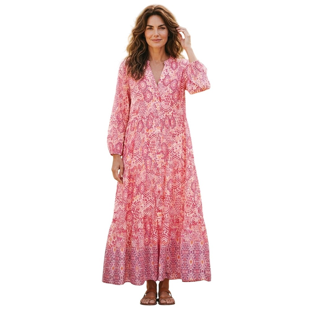 Zara Bohemian Ikat Pattern Women's size Medium Puff Featherweight Summer Dress